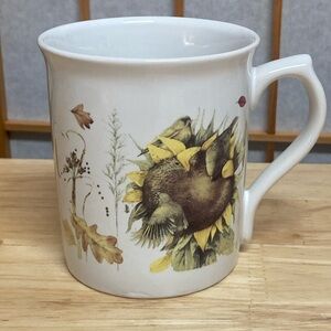 Vintage 90s Marjolein Bastin Floral Sunflower and Birds Mug